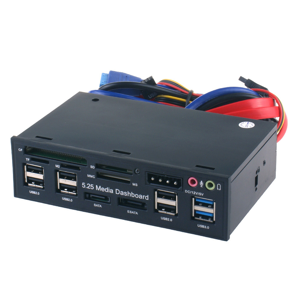5.25inch Optical Drive Hub PC USB 3.0 Media Dashboard Multifuntion Card Reader Audio Accessories Computer ESATA Front Panel